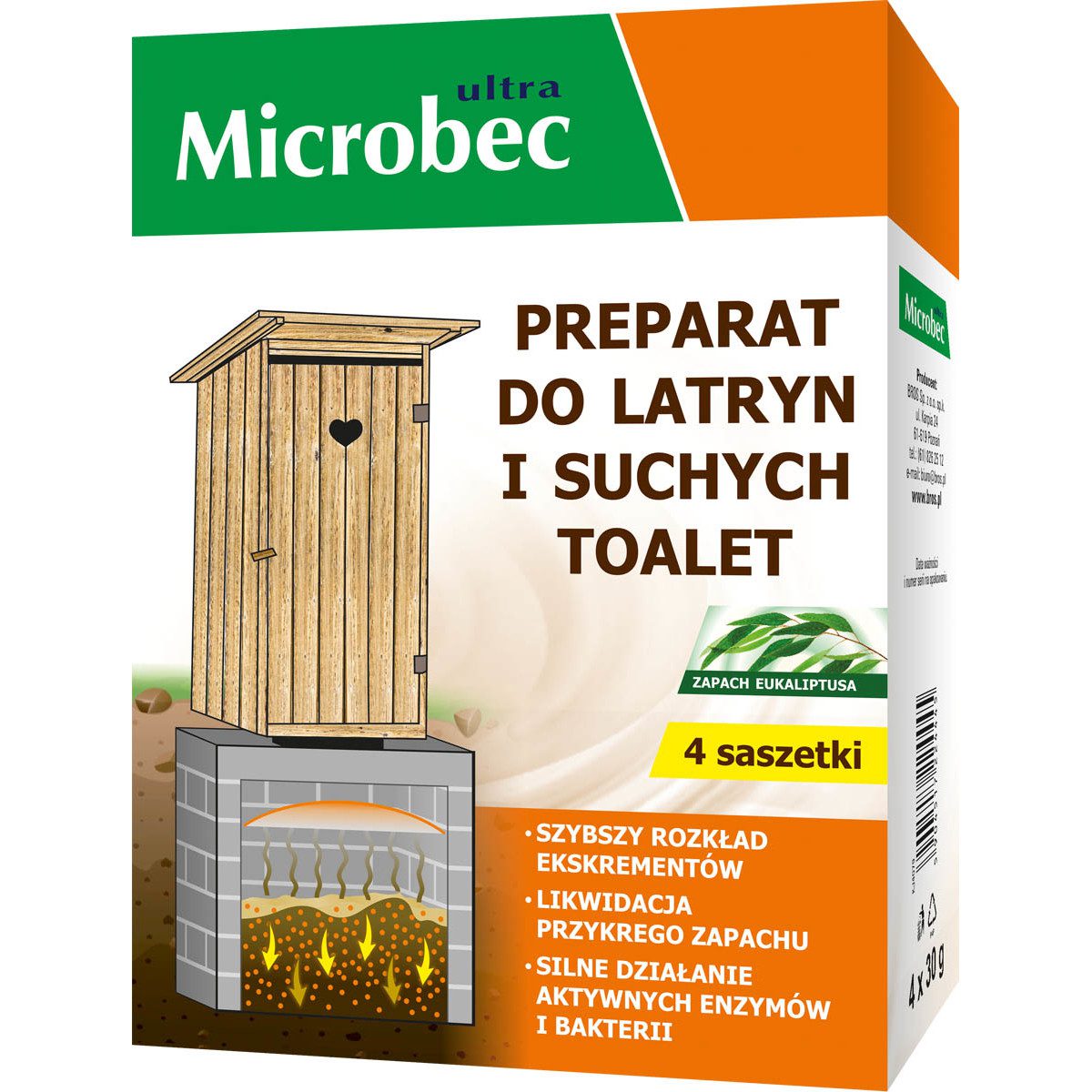 Microbec preparat do latryn i suchych toalet 4x30g