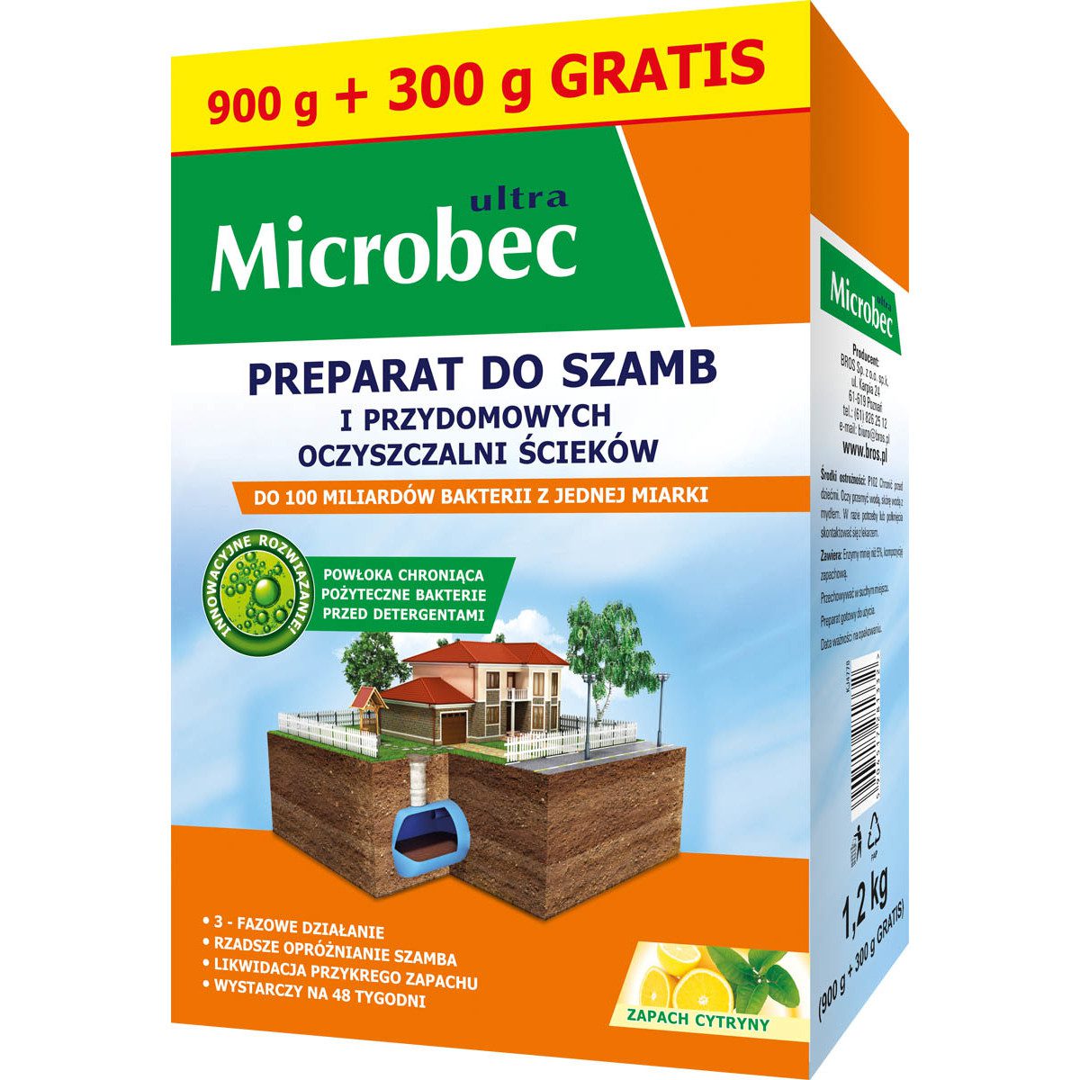Microbec Ultra zapach cytryny – preparat do szamb 900+300g