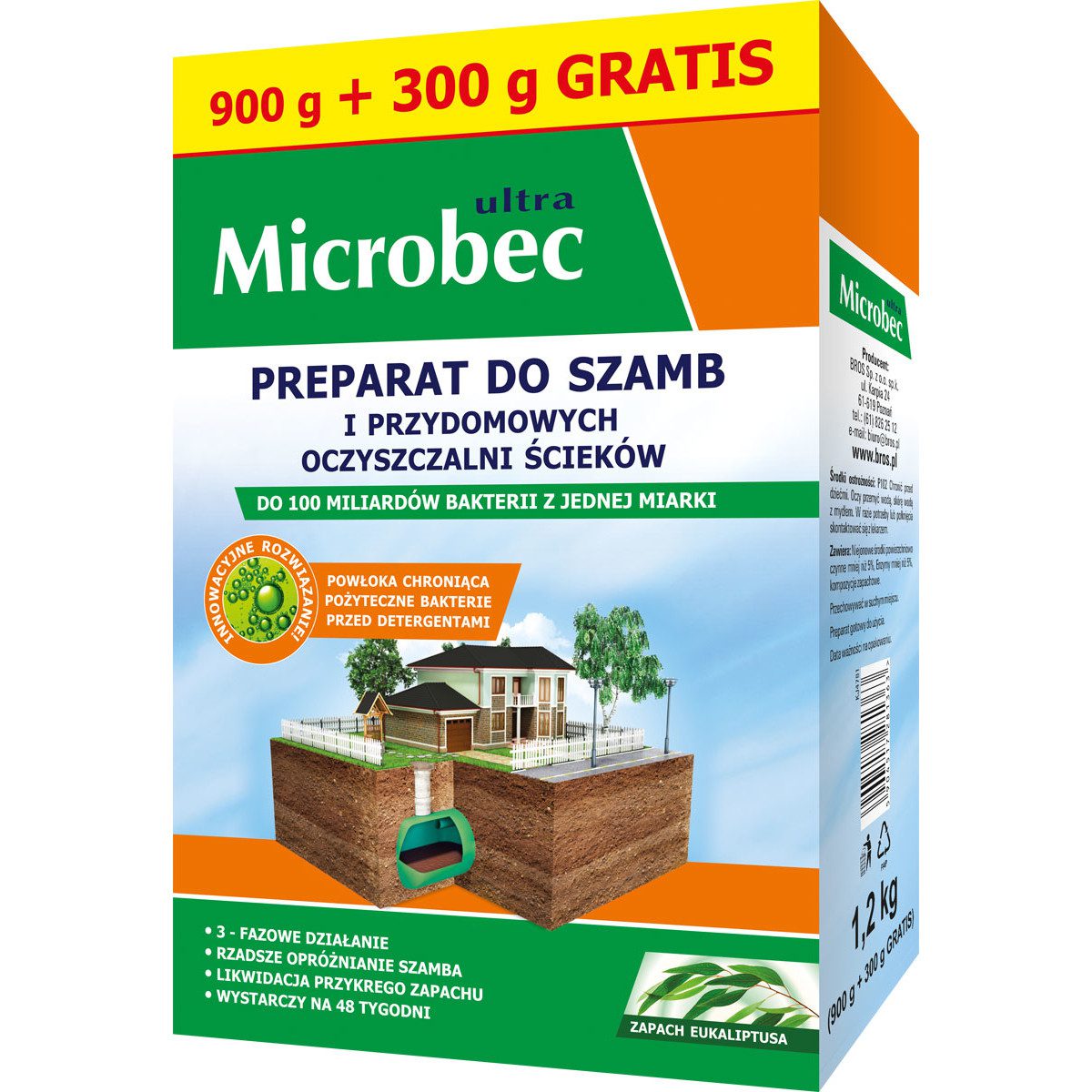 Microbec Ultra zapach eukaliptusa – preparat do szamb 900+300g