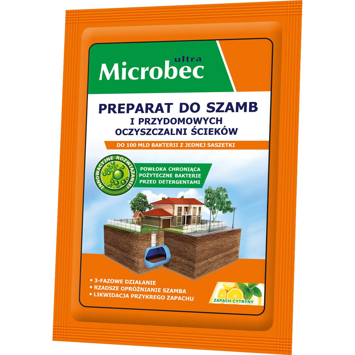 Microbec Ultra zapach cytryny – preparat do szamb 25g