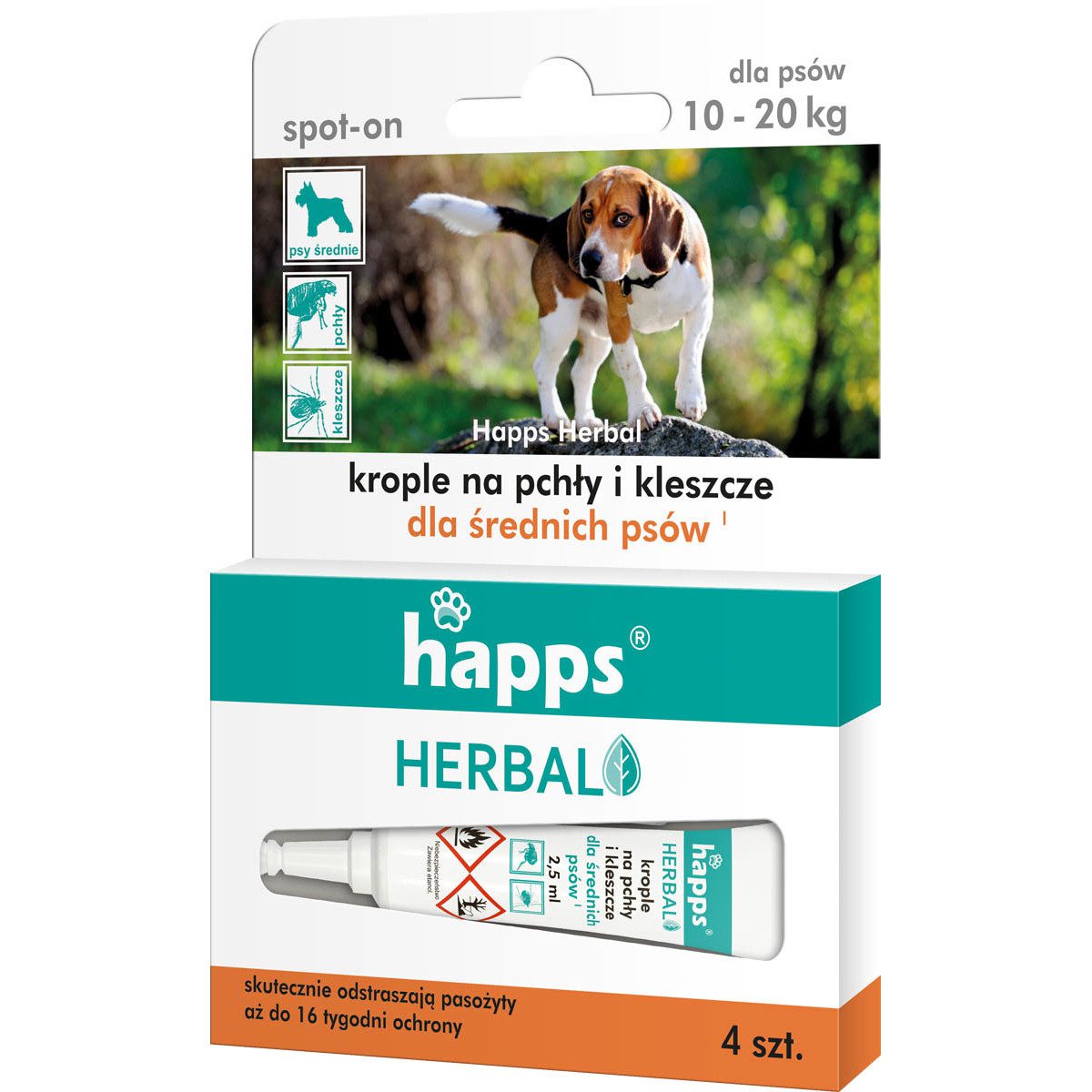 Happs HERBAL – krople na pchły i kleszcze dla średnich psów