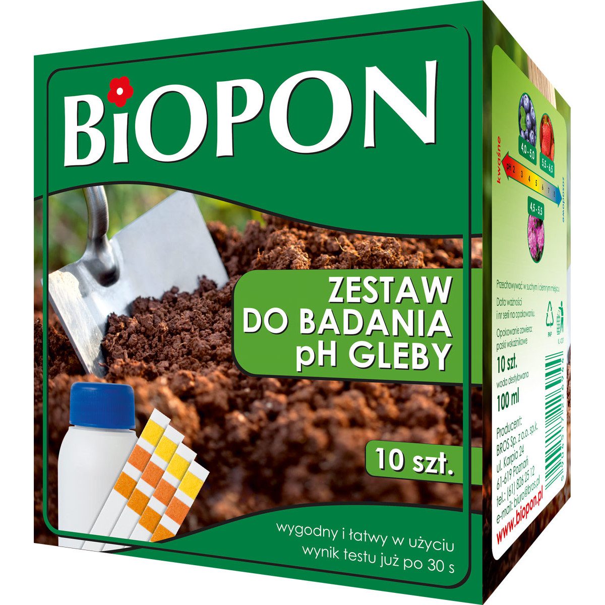 Biopon Zestaw do badania pH gleby 10 szt. + 100 ml