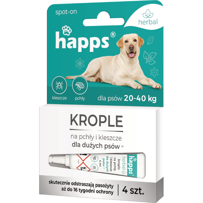 Happs HERBAL – krople na pchły i kleszcze dla dużych psów